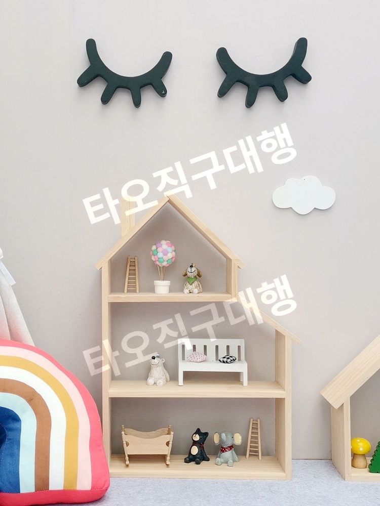 집모양선반 수납장 진열대 장식 빈티지 장식장 수납 원목 정리대 벽걸이 벽면 - 상세 이미지 5