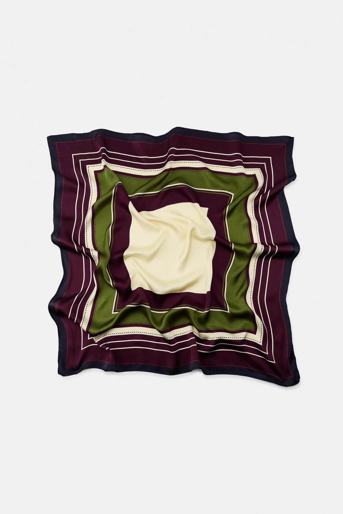자라 멀티컬러 스트라이프 프린트 스카프 4758/220 AUBERGINE - 상품 이미지