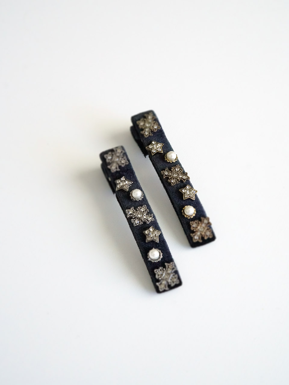 루드 칼라 스타 진주 크리스탈 벨벳 헤어 집게핀 옆머리삔 앞머리핀 L25FWAC51