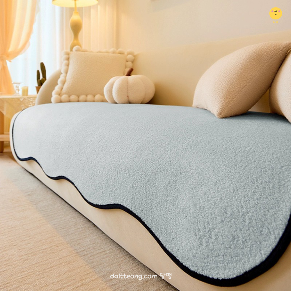 달떵 웨이브 가을 겨울 셔닐 쇼파 패드 러그 크림 돌 매트 토퍼 깔개 3인4인90x150