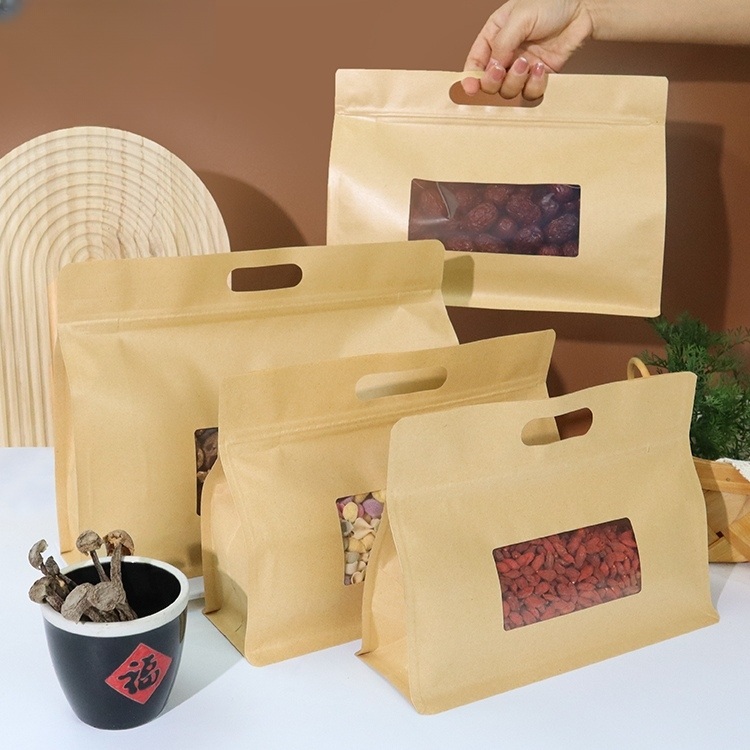 손잡이 지퍼백 포장 밀봉 크라프트 다회용 비닐백 인쇄 봉투 구디백 서류 지퍼팩 스탠드 의류 - 상품 이미지