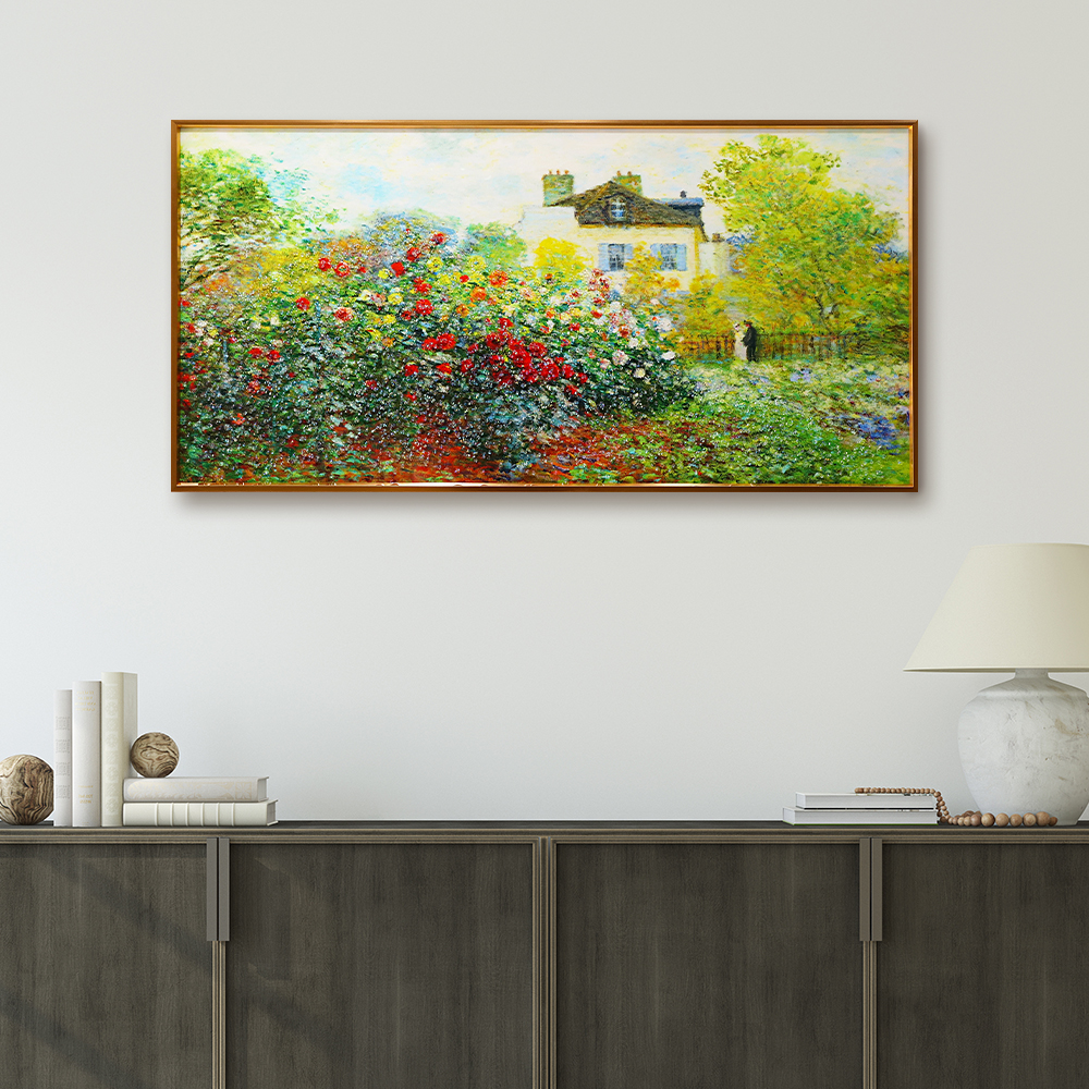 모네 장미정원 명화 그림 인테리어 액자 중 (80X40cm), 골드프레임 - 상세 이미지 4
