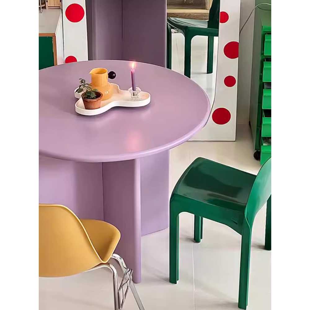 파스텔 원형 테이블 감성 인테리어 거실 포인트 가구 보라색 90X90X75 - 상세 이미지 2