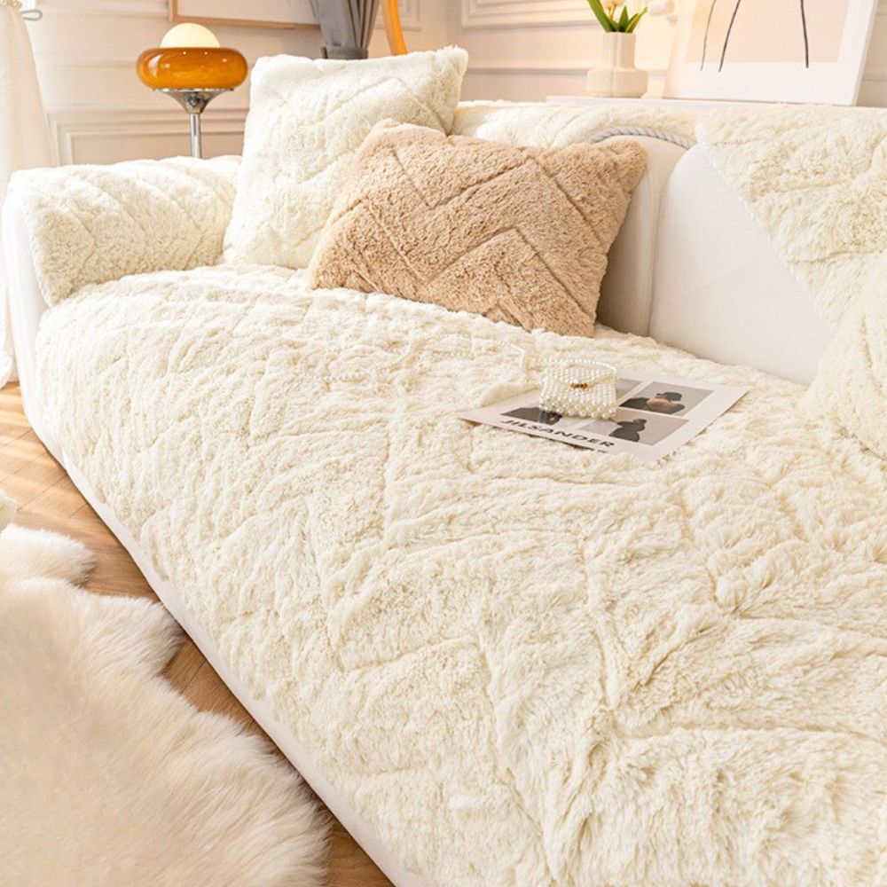 겨울 인조털 밍크 쇼파패드 2 3인용 제작 극세사 돌 소파토퍼 매트 깔개 화이트 70X150