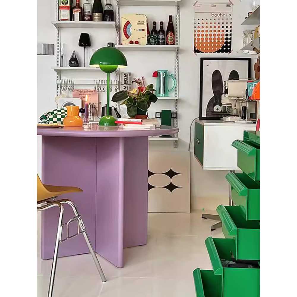 파스텔 원형 테이블 감성 인테리어 거실 포인트 가구 보라색 90X90X75 - 상세 이미지 3