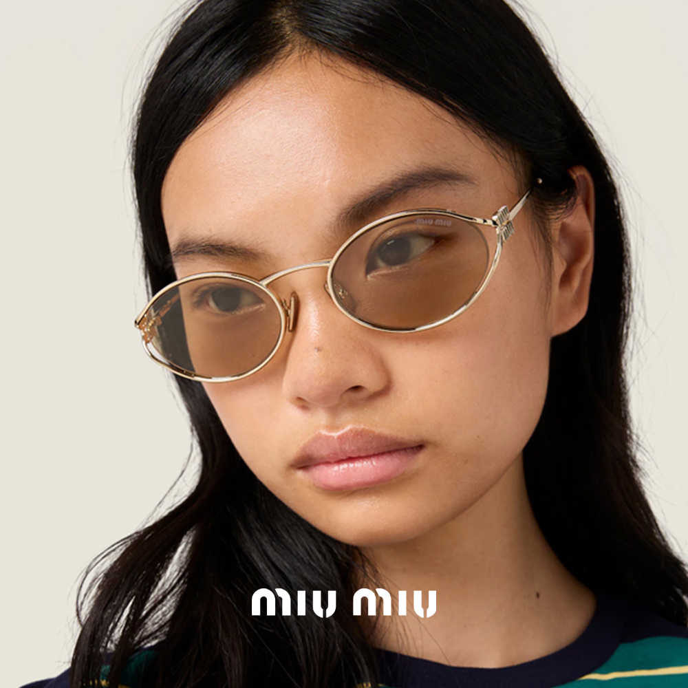 미우미우 로고 선글라스 MIUMIU MU52YS ZVN10R 페일 골드 메탈 무테 - 상세 이미지 2