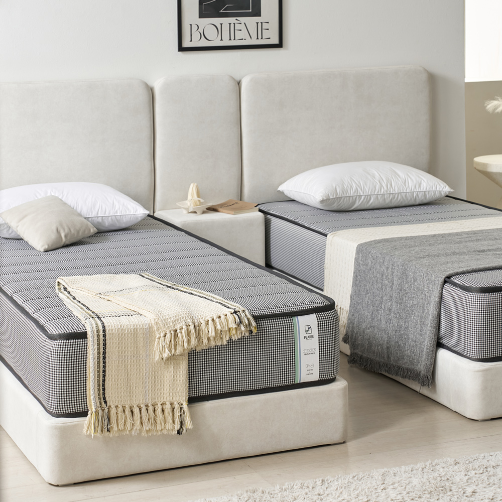 부부 트윈침대 패브릭 더블베드 호텔 침대 프레임 베이론 S+S(싱글+싱글), 살몬핑크