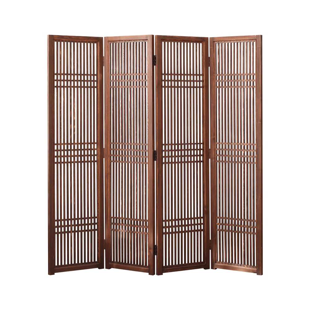 한옥 인테리어 파티션 전통 분위기 공간 분리 가림막 180x180cm (월넛-4패널) - 상품 이미지