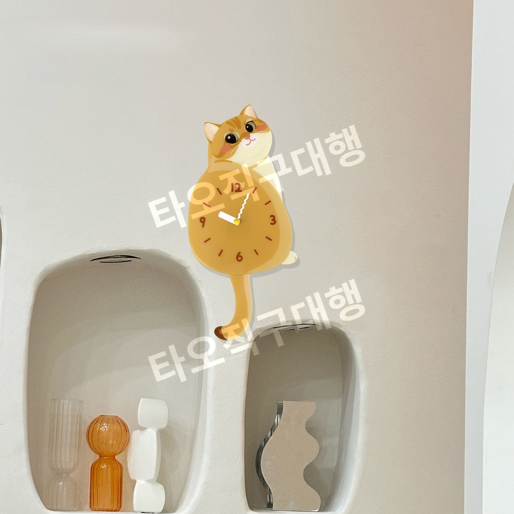고양이시계 벽걸이 벽시계 거실 선물 귀여운 무선 무소음 인테리어 - 상품 이미지