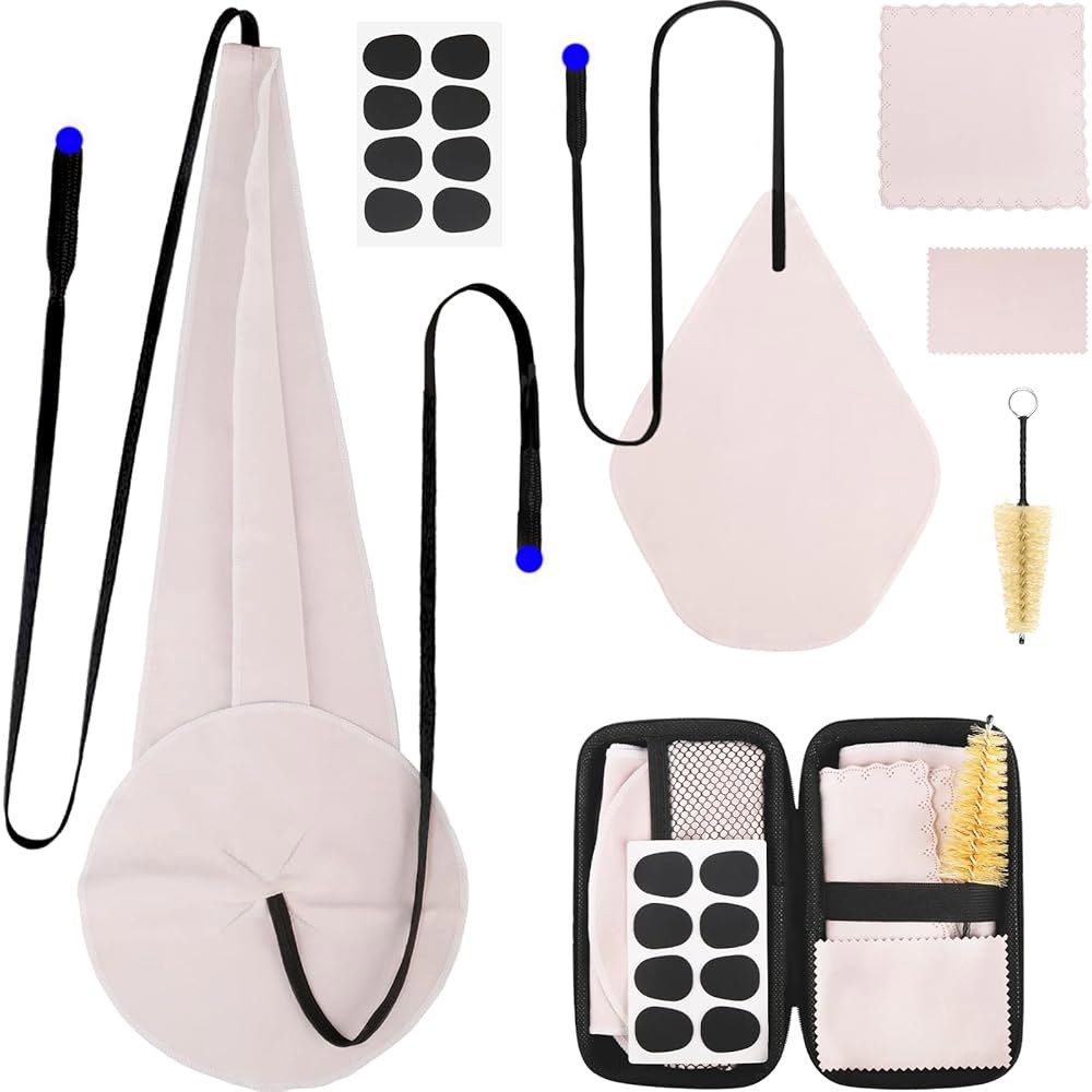 색소폰 청소 키트, 케이스 및 클라리넷 플루트 트럼펫 악기, 8PCS 마우스피스 쿠션, 브러시 마이크로파이버 청소용 천 베이지  Beige - 상품 이미지