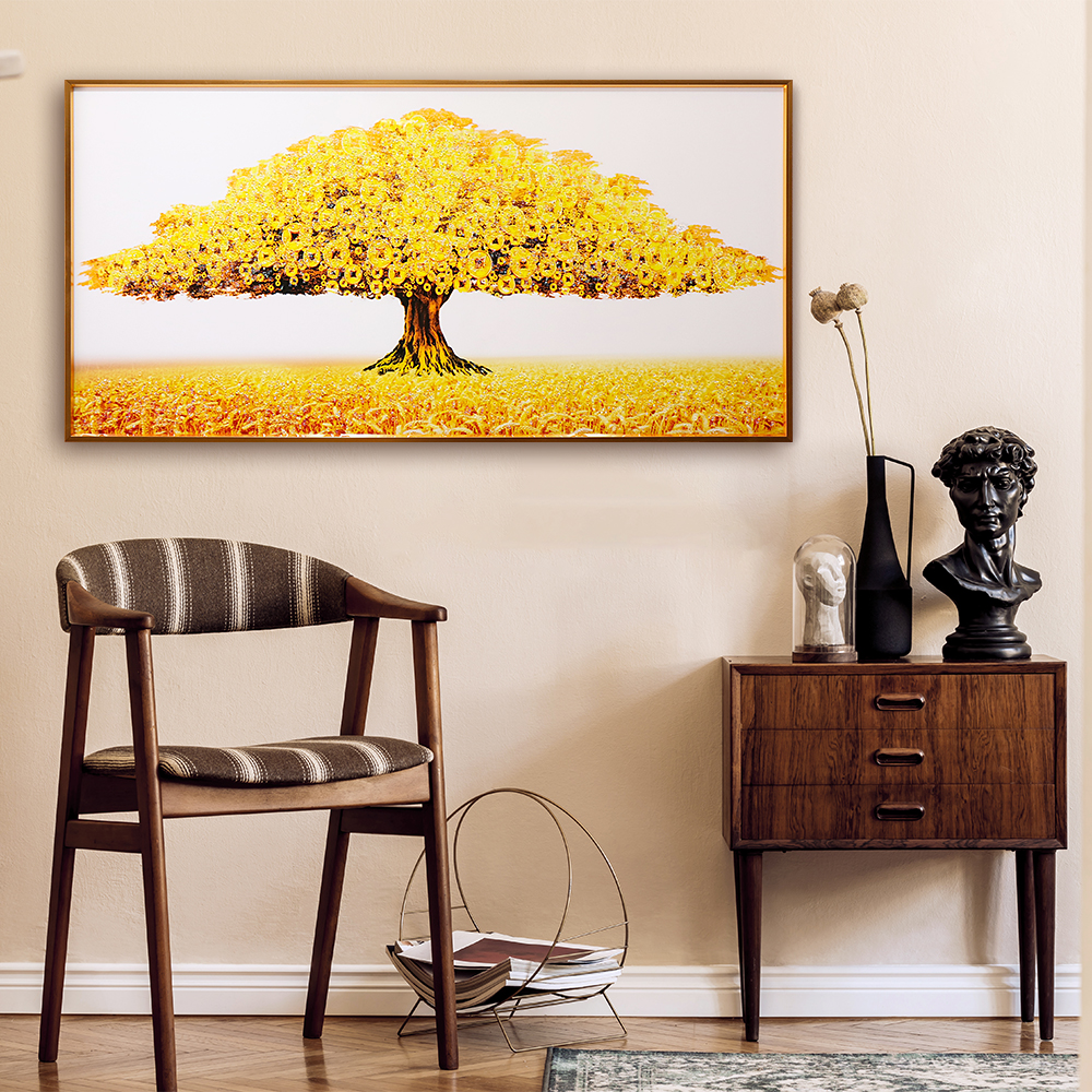 돈 들어오는 그림 골드 돈나무 큐빅 인테리어 액자 중 (80x40cm), 골드프레임 - 상세 이미지 4