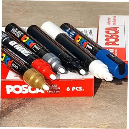 싸인펜 유니 데코펜 포스터마카 6개입 포스카-중간닙(~2.5mm)