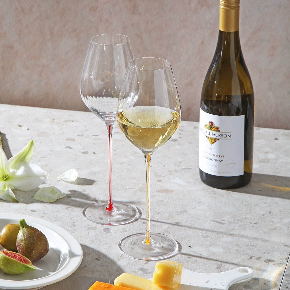 아르딘 샤토 크리스탈 와인잔 컬러스템 집들이 선물 세트 / 화이트 와인잔 380ml