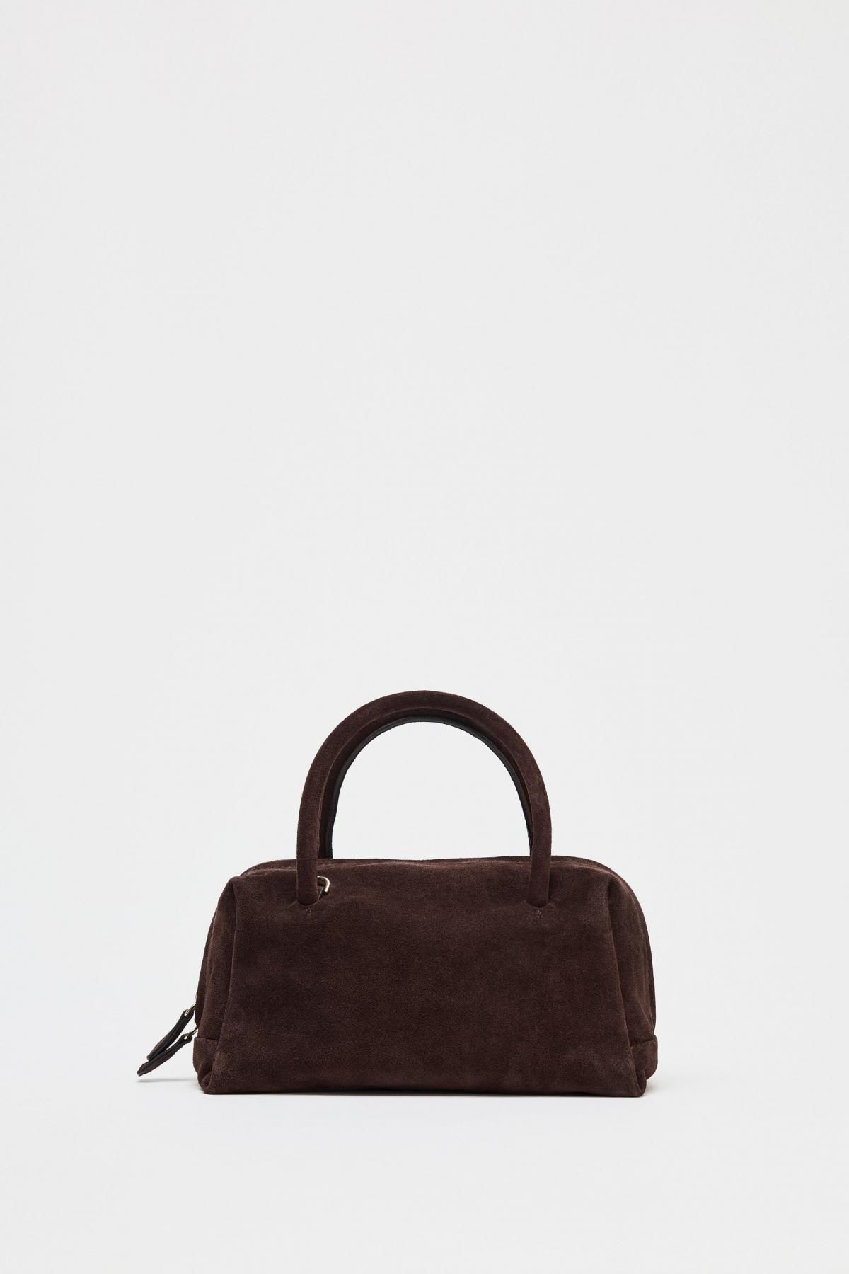 자라 프리미엄 스웨이드 토트 크로스백 SPLIT SUEDE BOWLING BAG 6552/610 CHOCOLATE - 메인 이미지