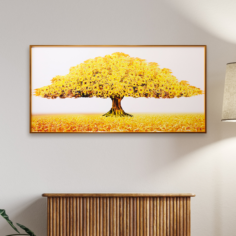 돈 들어오는 그림 골드 돈나무 큐빅 인테리어 액자 중 (80x40cm), 골드프레임 - 상품 이미지