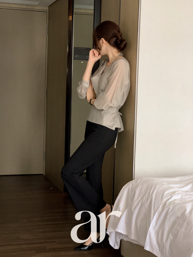 홀터 레이어드 뷔스티에 블라우스 bs8505 - 상세 이미지 4
