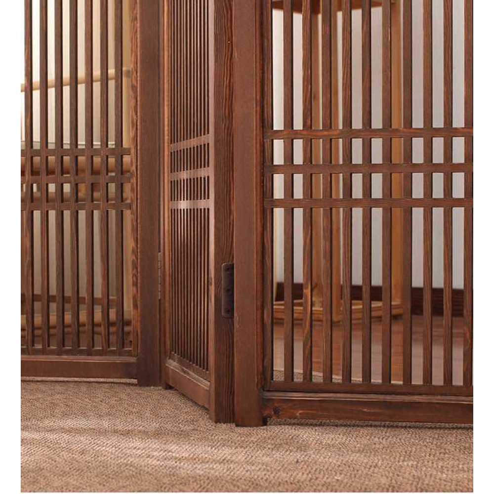 한옥 인테리어 파티션 전통 분위기 공간 분리 가림막 180x180cm (월넛-4패널) - 상세 이미지 3
