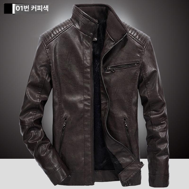오토바이 바이크 라이더 남자 가죽 자켓 캐주얼 아우터 스타일 01 블랙 플리스 없음 M 45~50kg - 상세 이미지 4