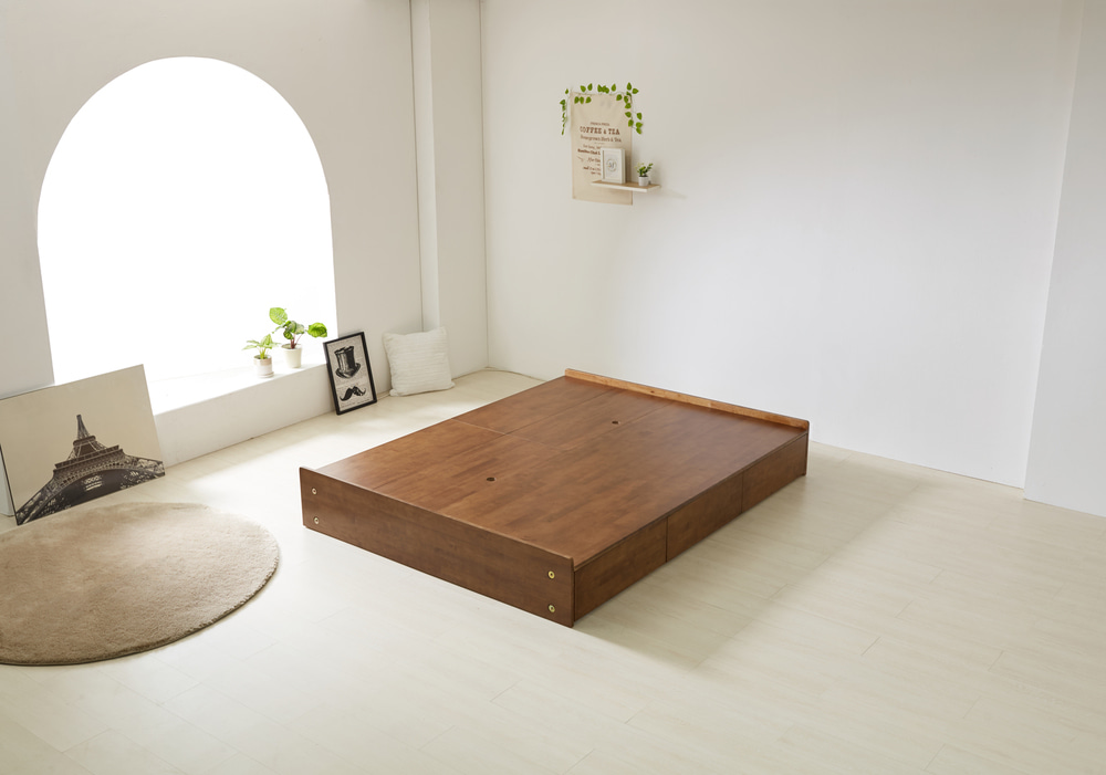 모스 무헤드 통판 원목 침대프레임 리프트 벙커 수납형침대 SS/Q/K