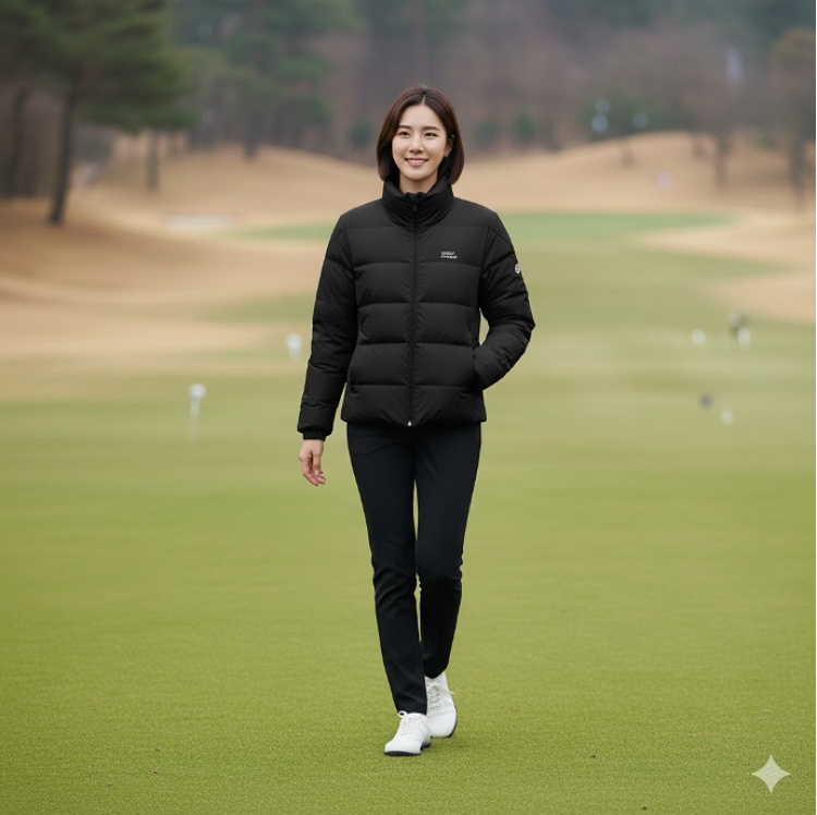 와이드앵글 여성 겨울 프리미엄 구스다운 튜브 오버핏 골프웨어 다운점퍼 자켓 - 상세 이미지 5
