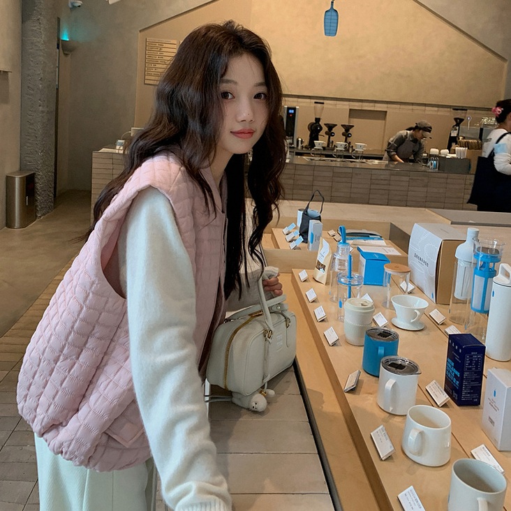 여성 경량 퀼팅 패딩조끼 누빔 레이어드 베스트 - 상세 이미지 4