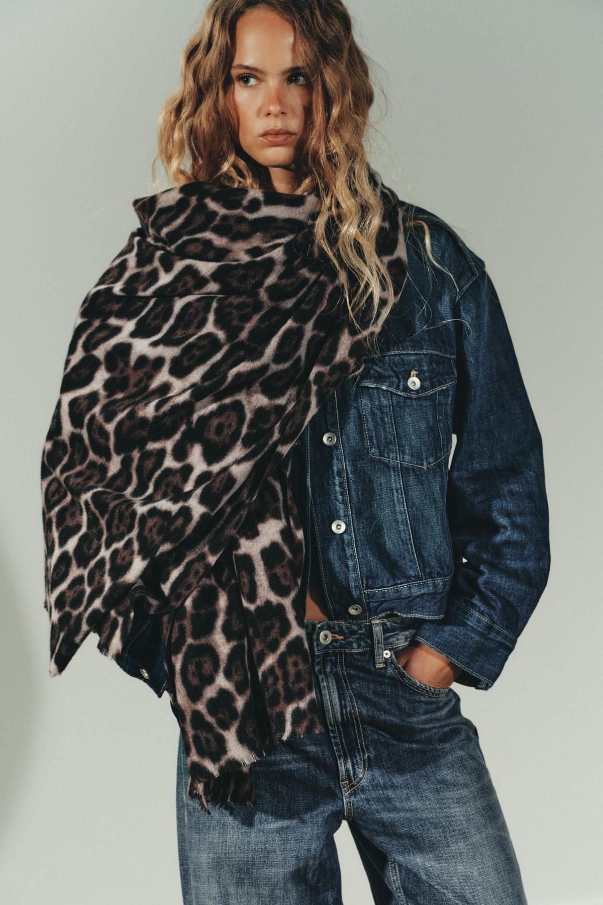자라 애니멀 레오파드 프린트 스카프 9967/218 LEOPARD / GREY - 상세 이미지 2