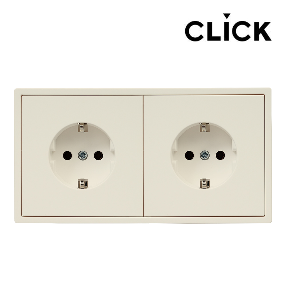 클릭 콘센트 2구 아이보리 스위치 전기 CLICK 일렉트릭 인테리어 유럽형 정사각