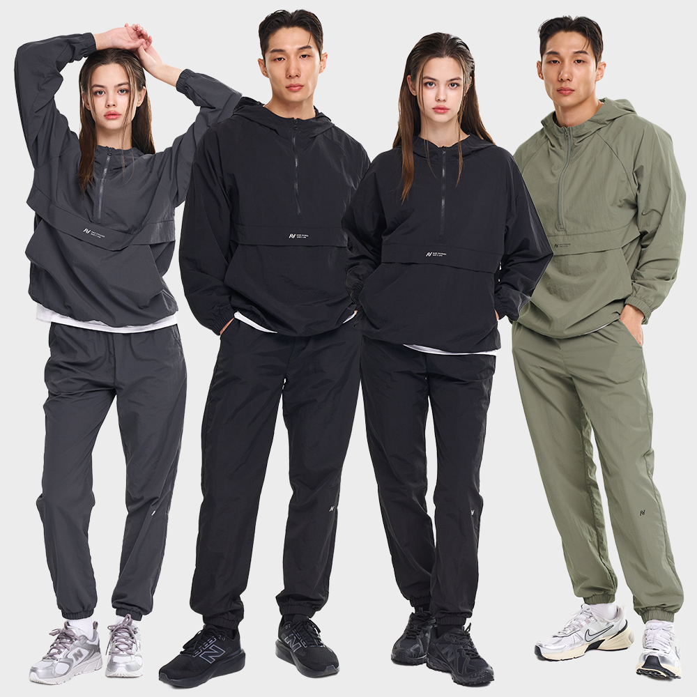 남자 여성 캠프 러닝 아노락 세트 자켓 조거 후드 러닝복 바람막이 런닝 등산복 제품 이미지