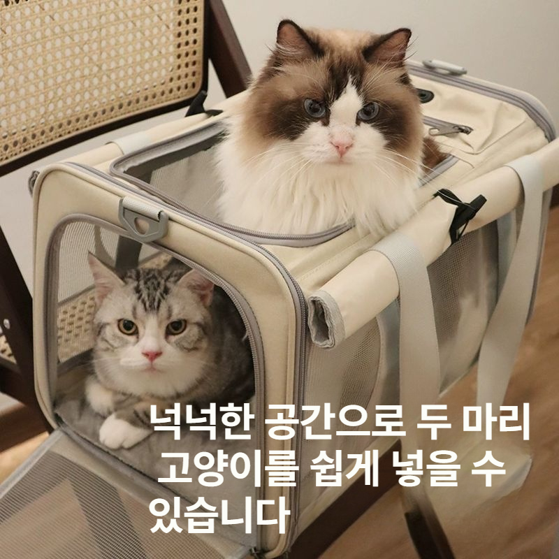 대형 고양이 강아지 대용량 캐리어 휴대용 켄넬 케이지 작은 베이지 커튼 포함 7.5kg 10kg - 상세 이미지 3