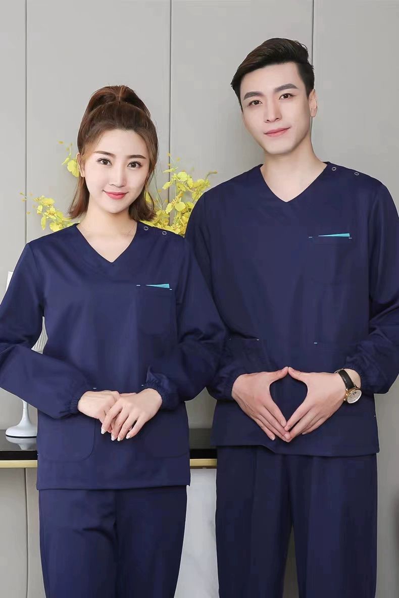 요양보호사옷 병원유니폼 간호사복 조무사 병원복 요양보호사 짙은 파랑 호수 파랑-반팔 S - 상세 이미지 4