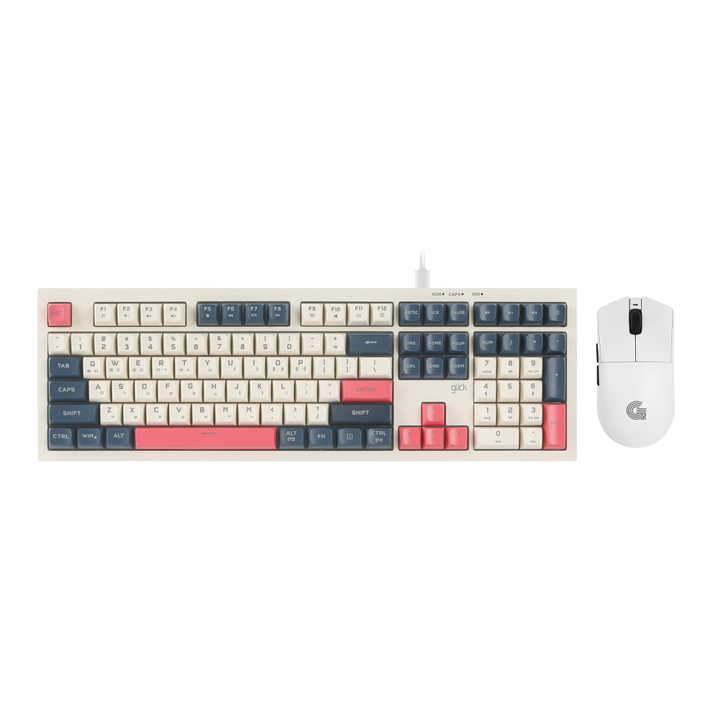 지클릭커 오피스프로 OPS990 사일런스 M RGB 무소음 방수 키보드 무선 마우스 세트 108 Havana Cappuccino - 상품 이미지