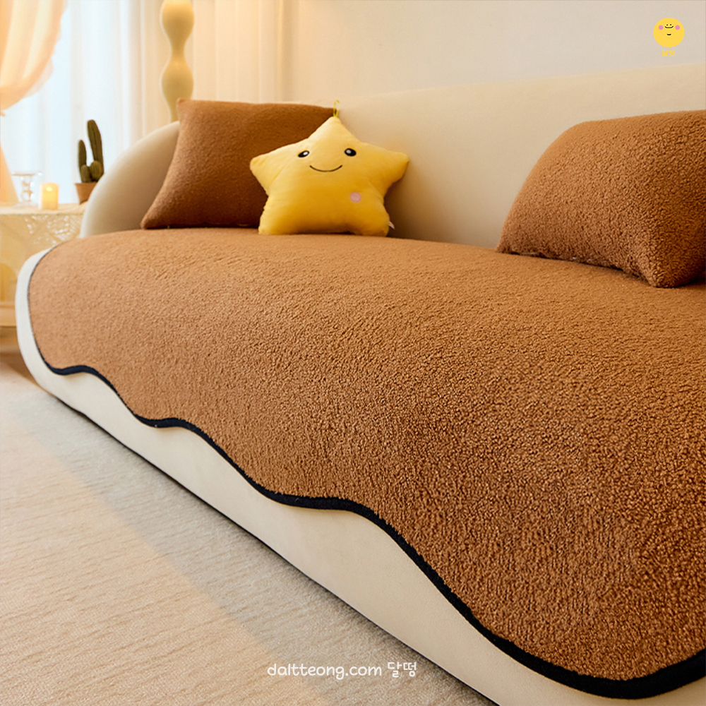 달떵 웨이브 가을 겨울 셔닐 쇼파 패드 러그 크림 돌 매트 토퍼 깔개 3인4인90x150