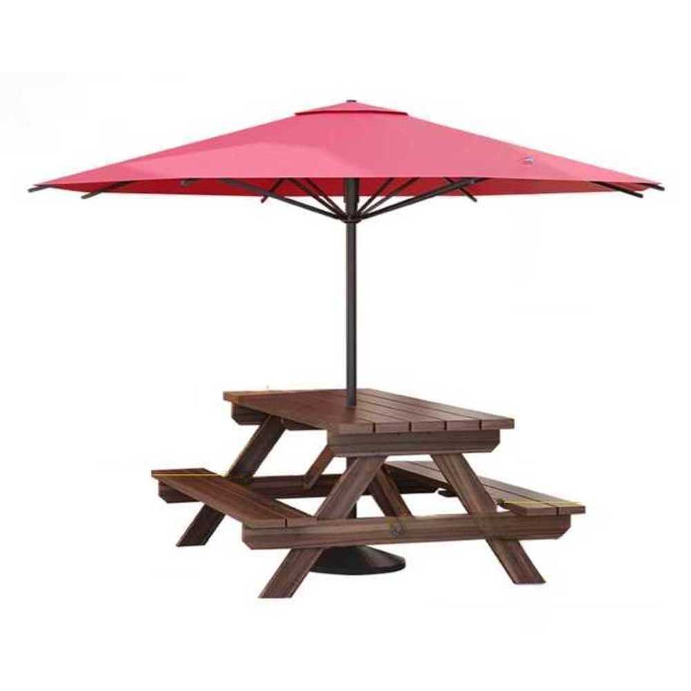 야외용 테이블 세트 나무 원목 가든 펜션 파라솔 탁자 120cm - 상품 이미지