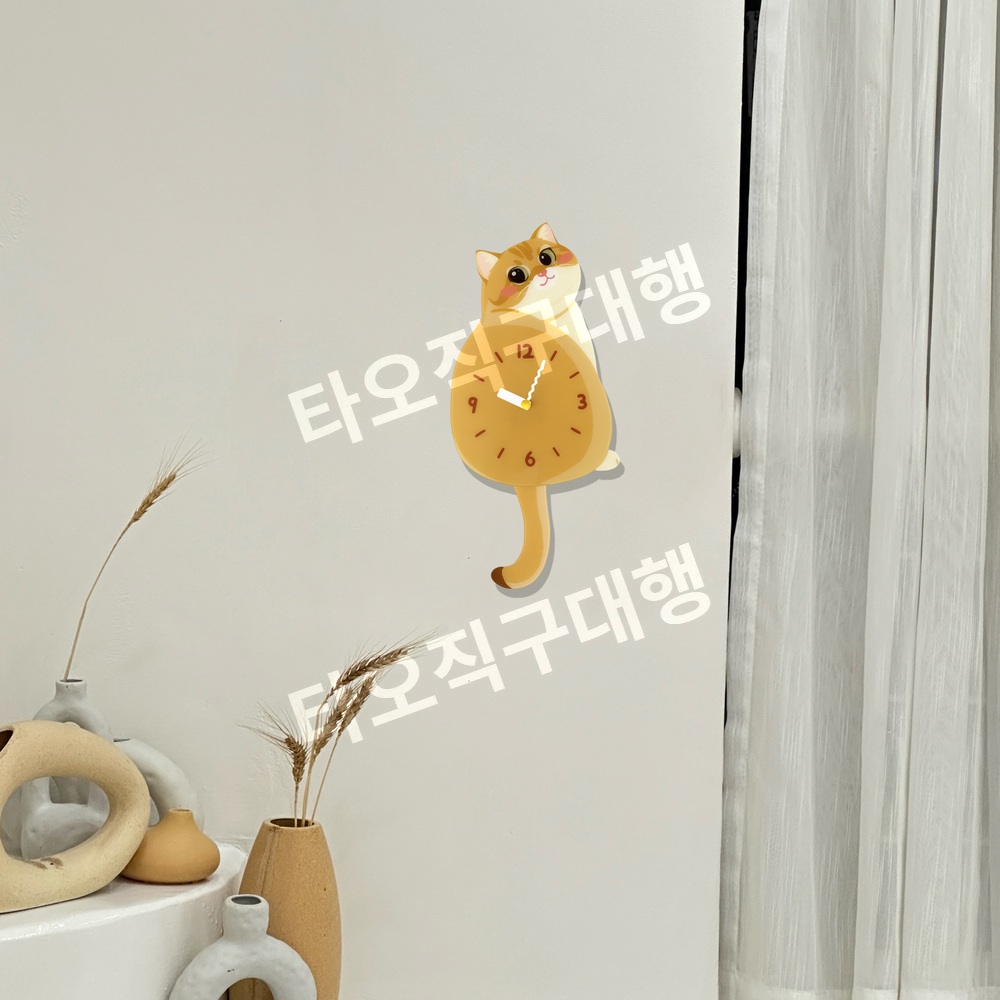 고양이시계 벽걸이 벽시계 거실 선물 귀여운 무선 무소음 인테리어 - 상세 이미지 3