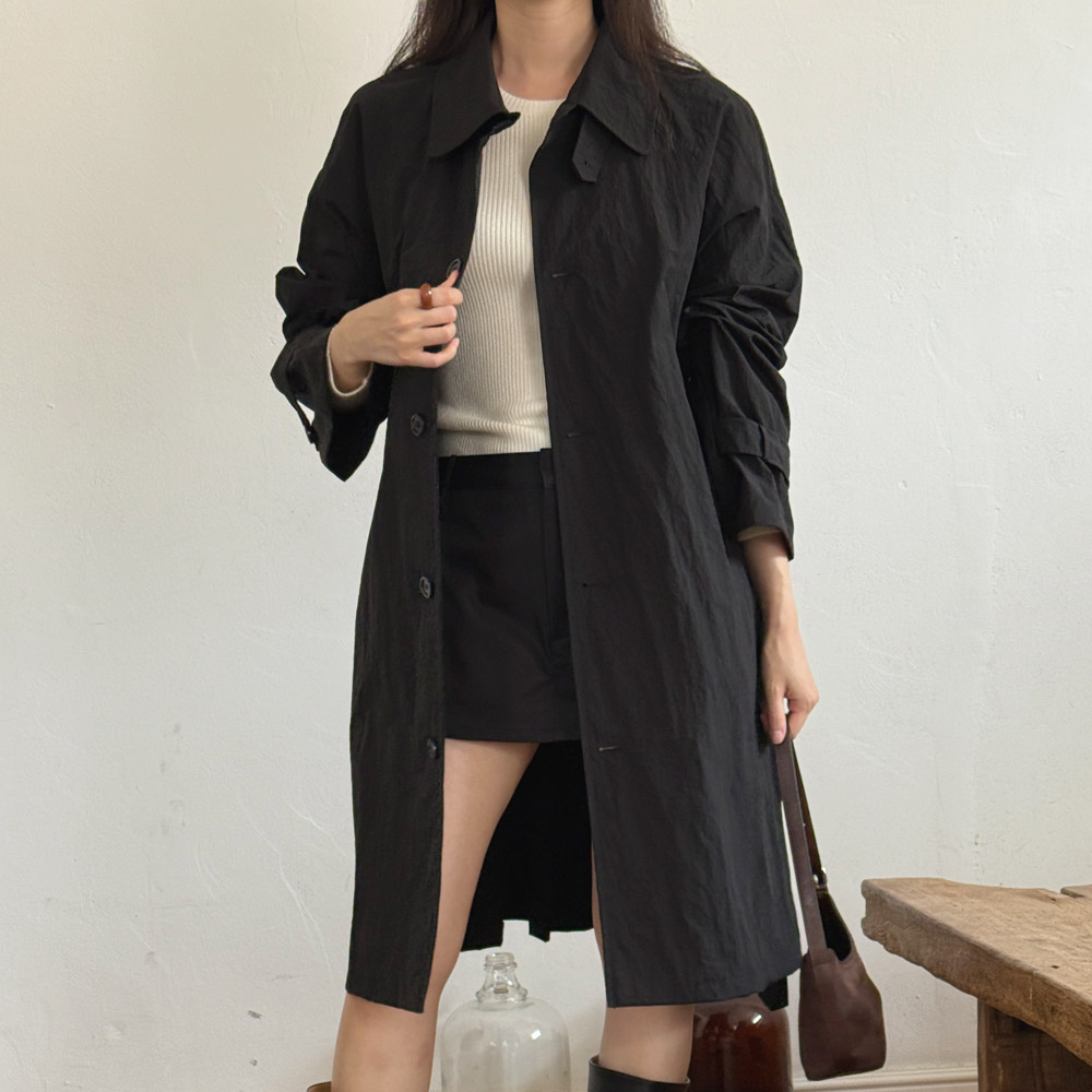 바람막이 롱 자켓 오버핏 바스락 야상 트렌치 여성 가을 자켓 간절기 겨울 베이지 블랙 이미지 7