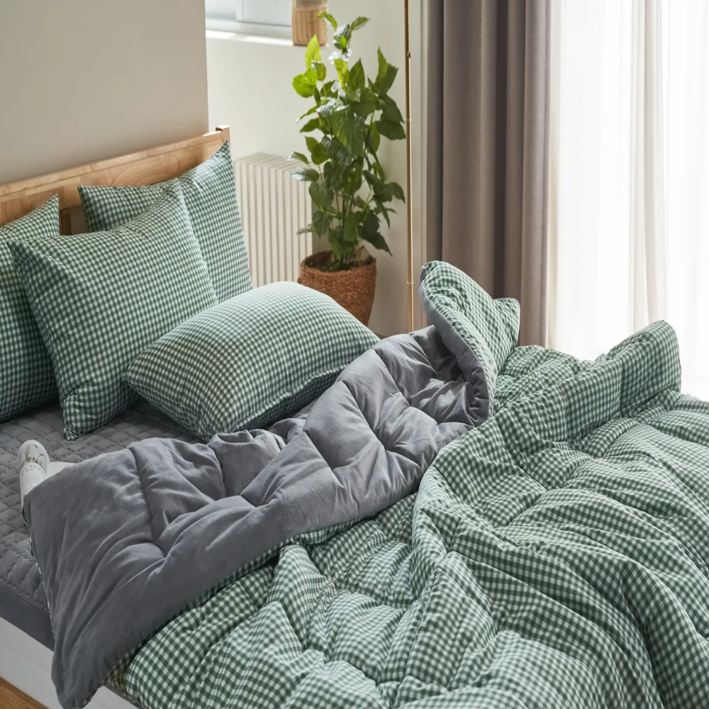 밍크 극세사 알러지케어 호텔 양면 따뜻한 두꺼운 체크 겨울 극세사 차렵 이불 SS