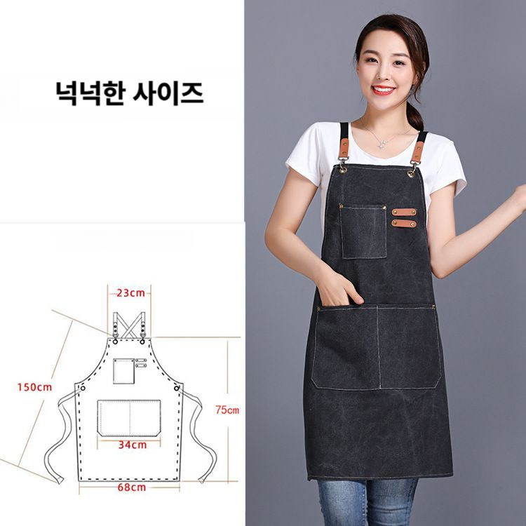 화방 앞치마 미술 목공 방수 앞치마 공방 꽃집 블랙 - 상세 이미지 2