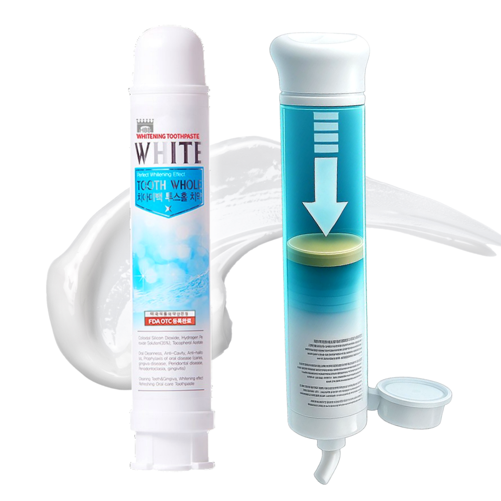 투스홀 펌핑 치아 미백 치약 누렁니 잇몸 화이트닝 임산부 입냄새 무 불소 80g, 1개 - 상품 이미지