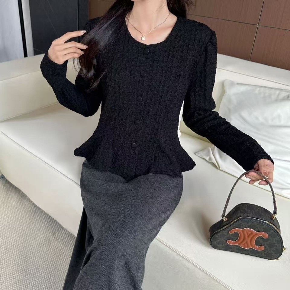 사방스판 퍼프소매 프릴블라우스 허리슬림핏 자켓대용 여리핏 긴팔 - 상세 이미지 2