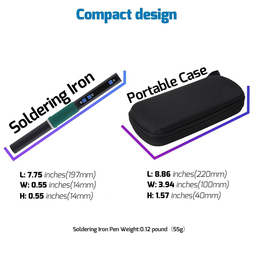 빠른 가열이 가능한 C235 팁, 다이내믹 스크린, 공구 가방이 있는 컴팩트 USB 납땜 인두, 다기능 커버, 타입-C 충전, 슬립 모드, PD/QC 프로토콜이 포함된 WEP 92 - 상세 이미지 2