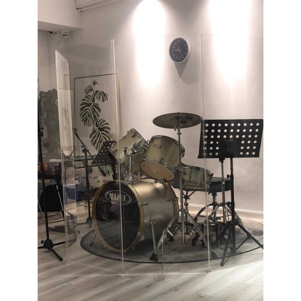 드럼 쉴드 가림막 투명 아크릴 사운드 소음 감소 보드 120cm 60x5 - 상세 이미지 2