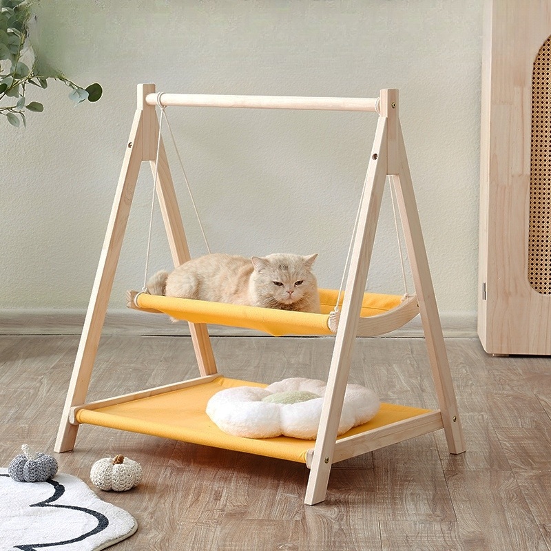 고양이 해먹 원목 2층 침대해먹 접이식 창틀 소파 헤링본침대 소형 오트밀 캠핑 펫 의자 - 상세 이미지 2
