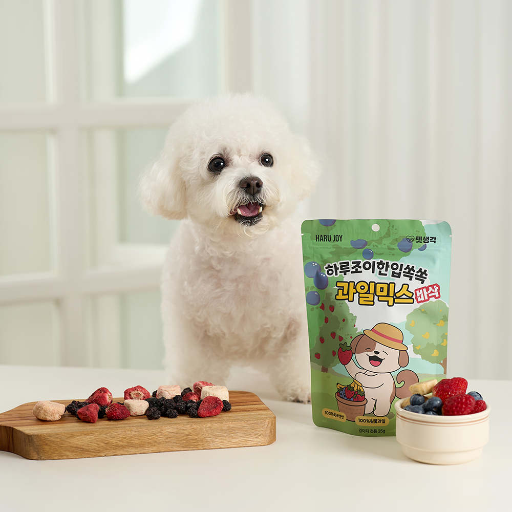 펫생각 믹스 동결건조 강아지 간식 비건 알러지 딸기 바나나 블루베리 과일, 25g, 1개