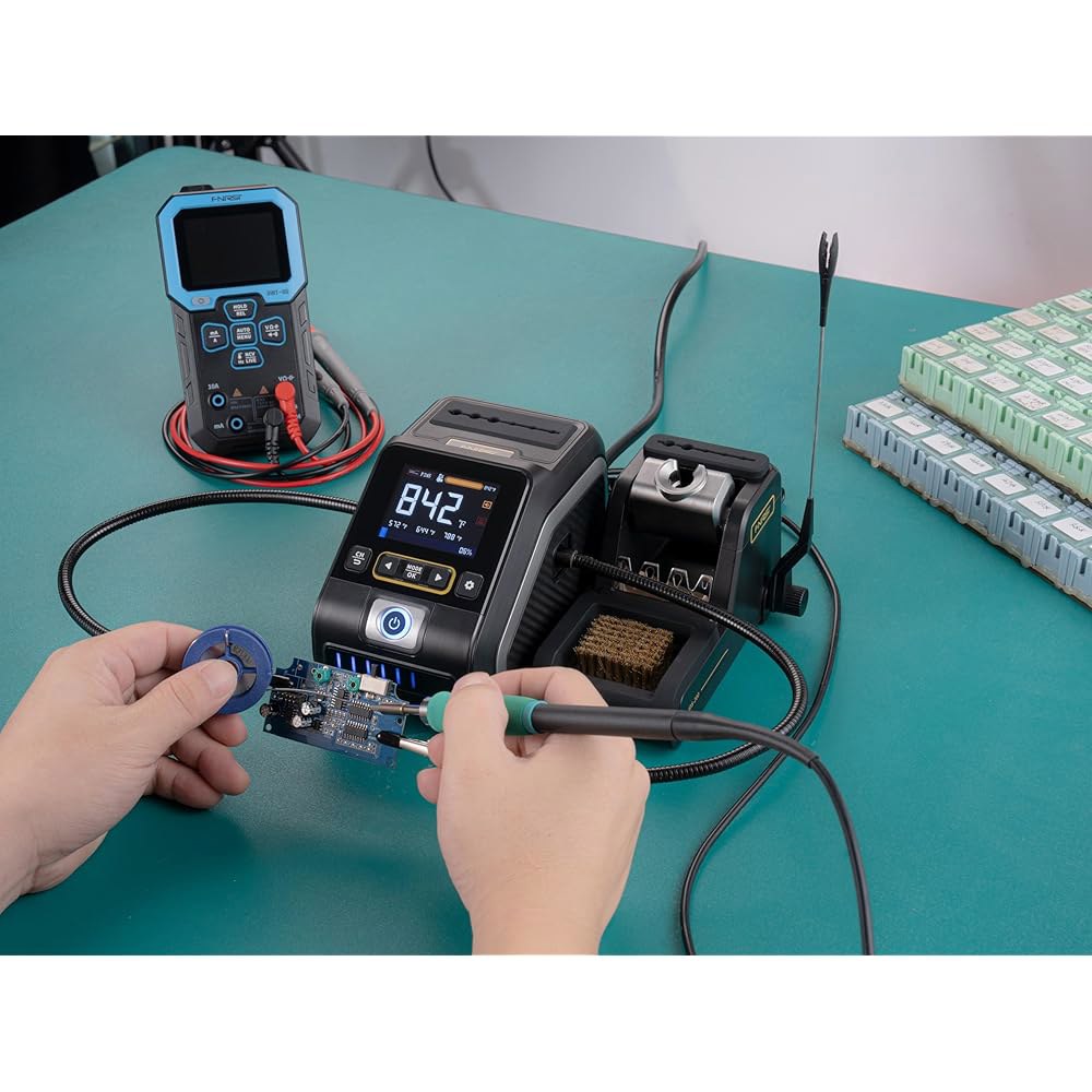 FNIRSI DWS-200 200W 245 정밀 디지털 납땜 스테이션 키트, 6개의 F245 팁과 2개의 헬핑 핸드, 온도 값 및 곡선 모드, 3가지 저장, 풀 컬러 디스플레이 - 상세 이미지 2