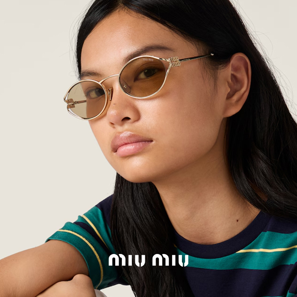 미우미우 로고 선글라스 MIUMIU MU52YS ZVN10R 페일 골드 메탈 무테 - 상세 이미지 3