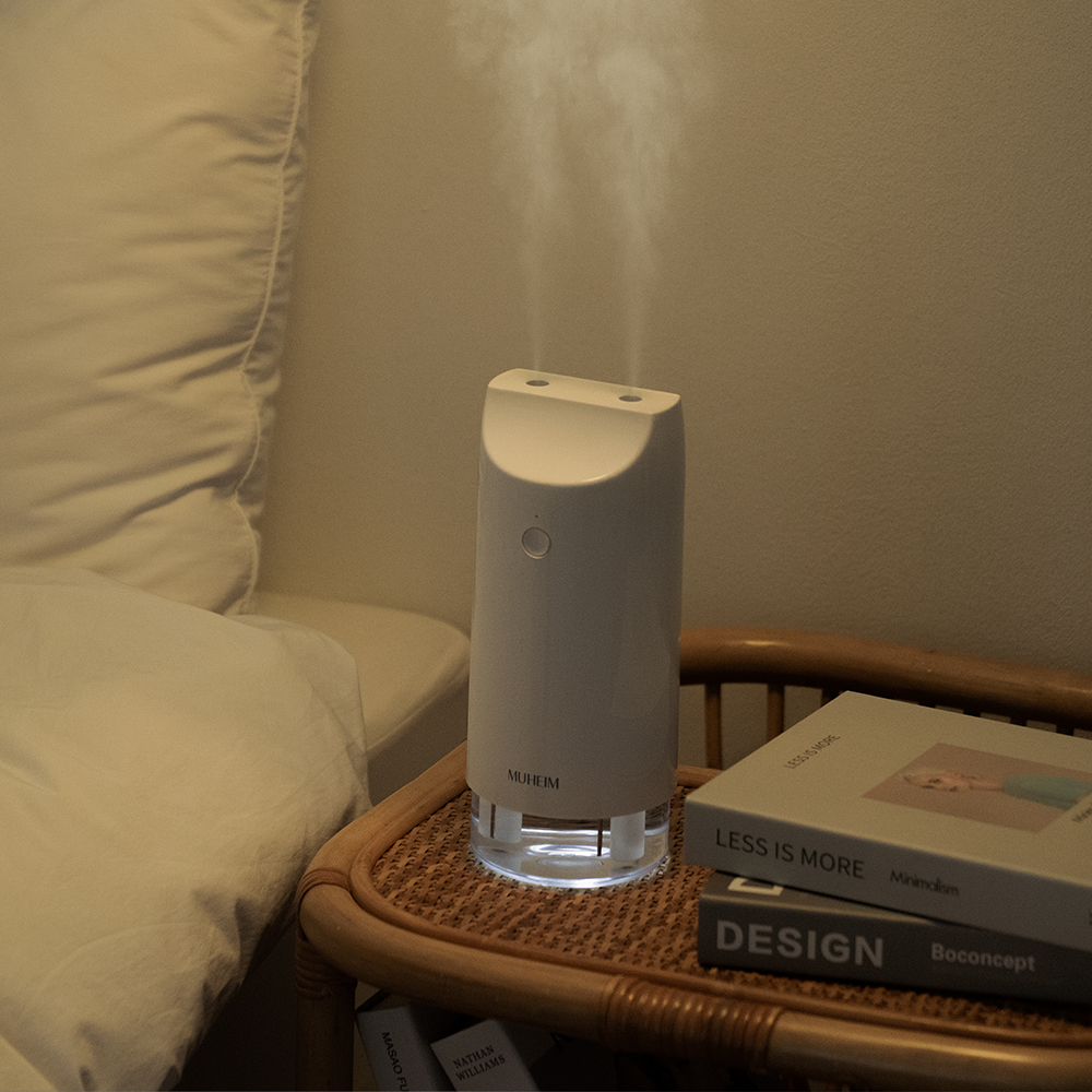 뮤하임 가습기 미니 초음파 사무실 탁상용 휴대용 무선 충전식 750ml