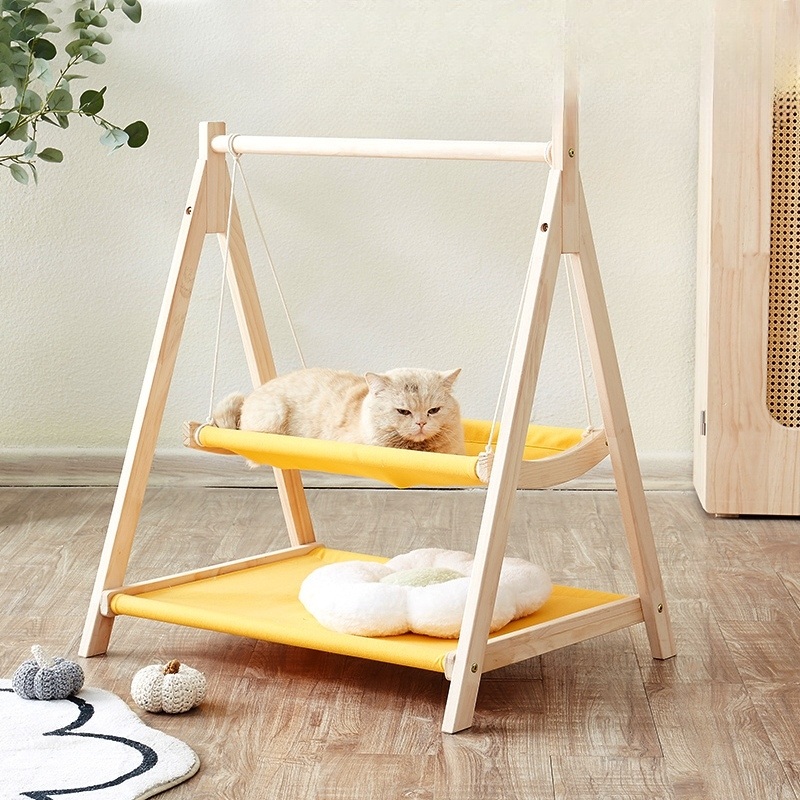 고양이 해먹 원목 2층 침대해먹 접이식 창틀 소파 헤링본침대 소형 오트밀 캠핑 펫 의자 - 상세 이미지 3