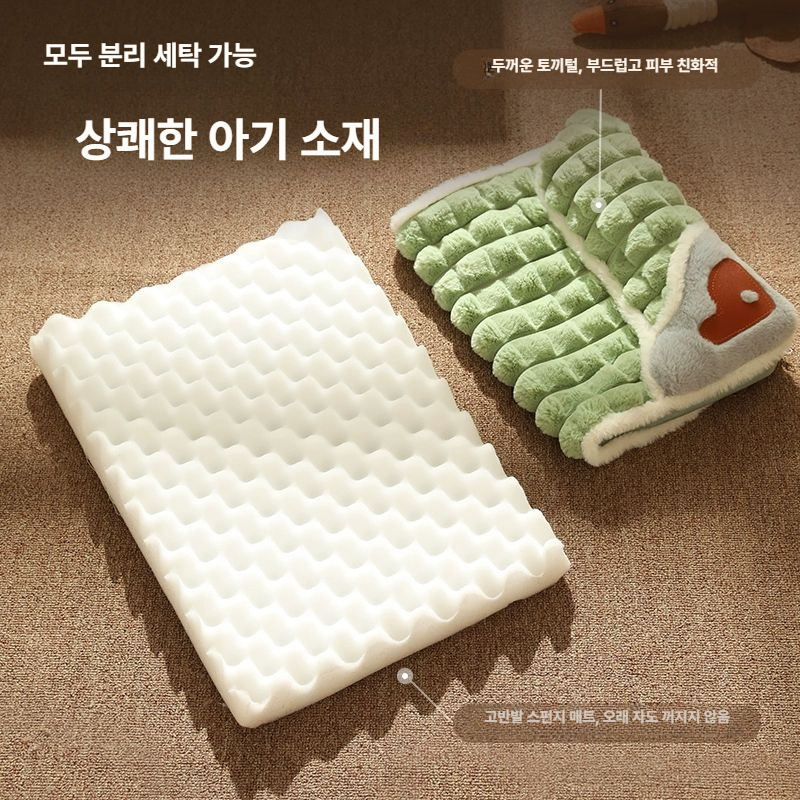 사계절 강아지 고양이 방석 분리세탁 애견 침대 올리브그린 소형 M 2.5kg 이하 - 상세 이미지 3