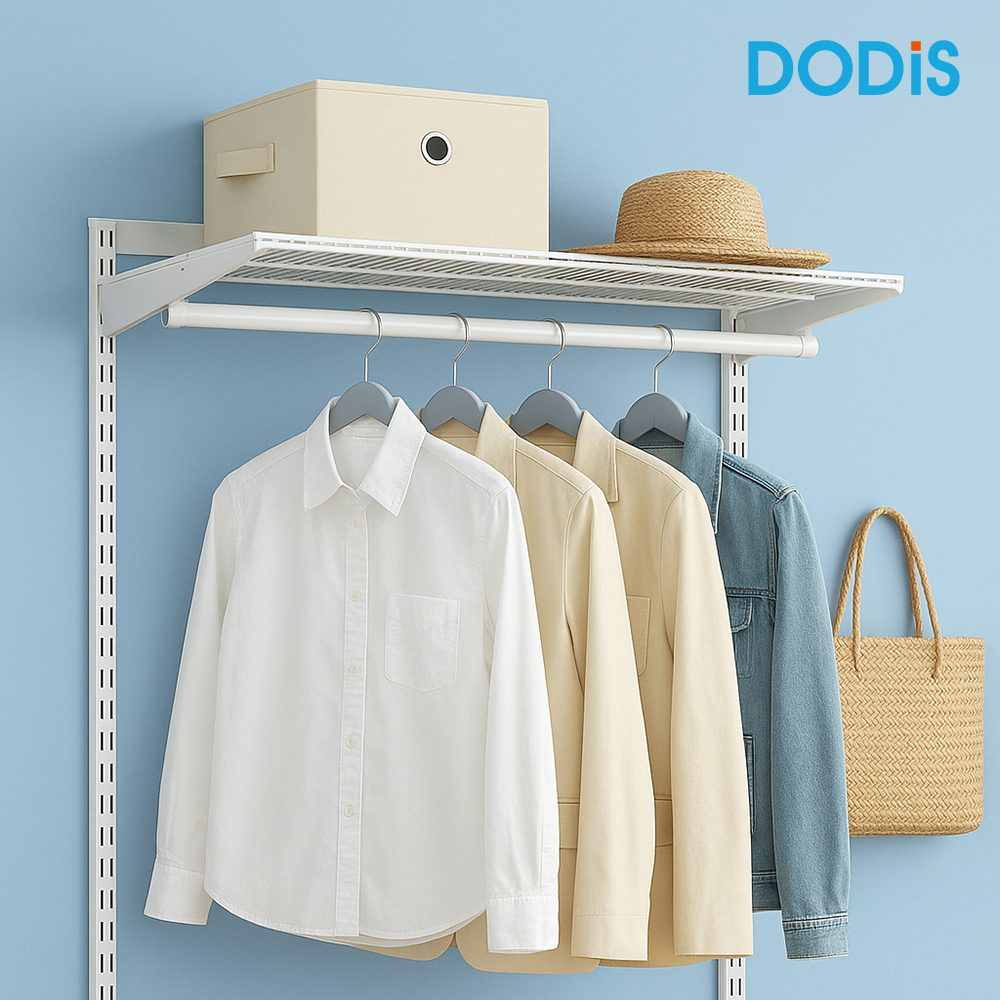 바트 벽행거 시스템행거 드레스룸 옷걸이 튼튼한 고정식 철제 수납 선반 400x400 - 상품 이미지