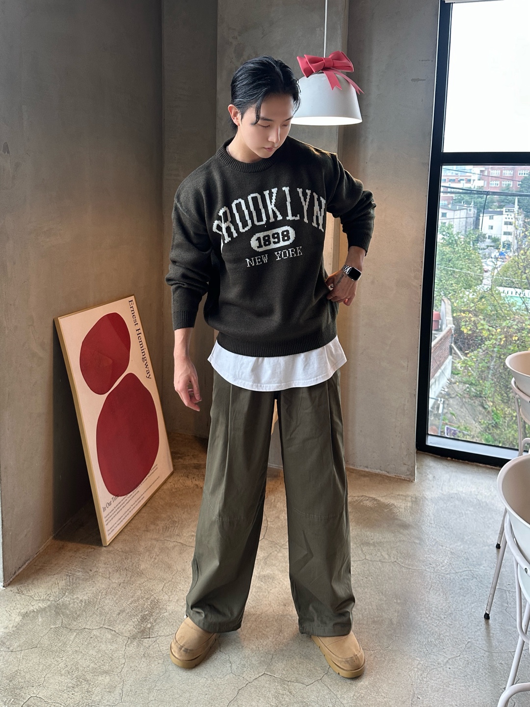 남자가을니트 네이비니트 남자케이블스웨터 이미지 7